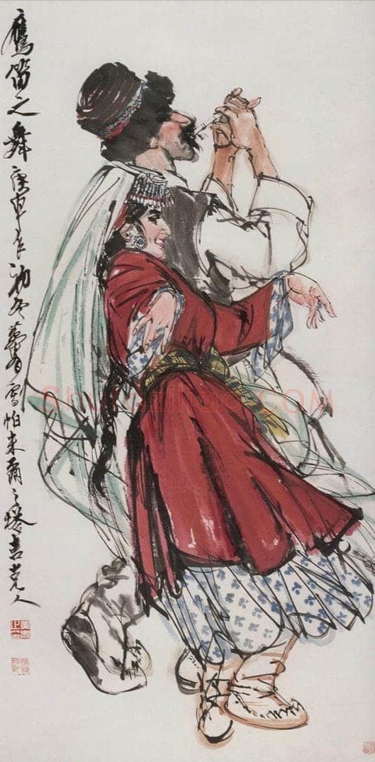 1980年 黄胄 《鹰笛之舞》 书画作品