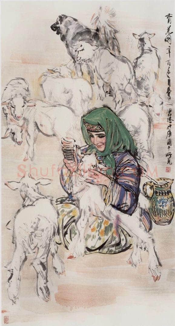 1981年 黄胄 《育羔》 书画作品