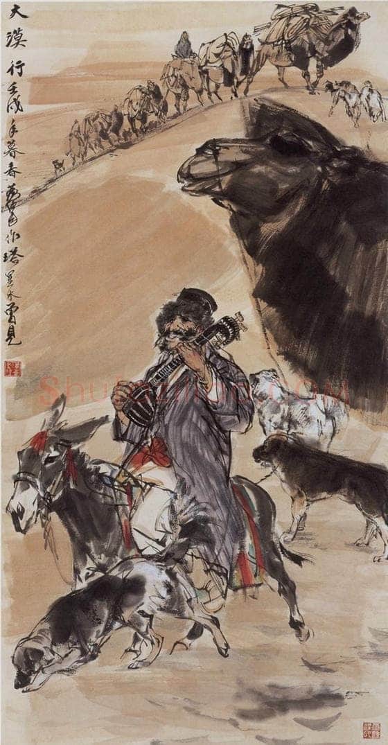 1982年 黄胄 《大漠行》 书画作品