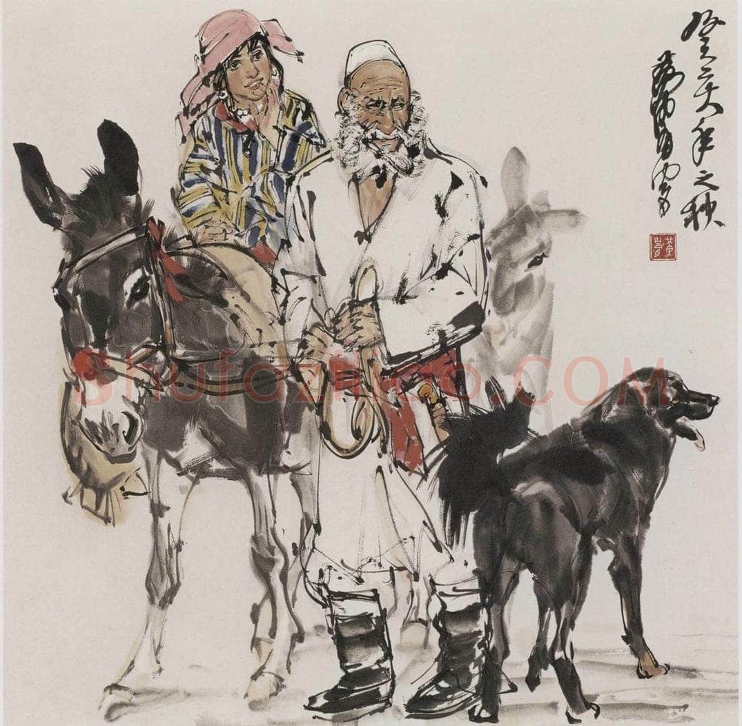 1983 黄胄 《爷孙俩》 书画作品