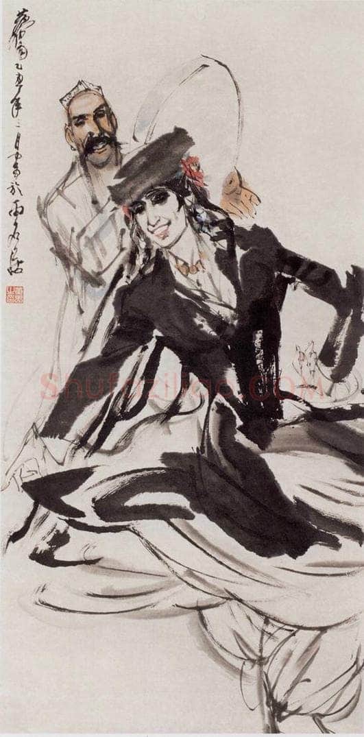1985 黄胄 《新疆舞》 书画作品