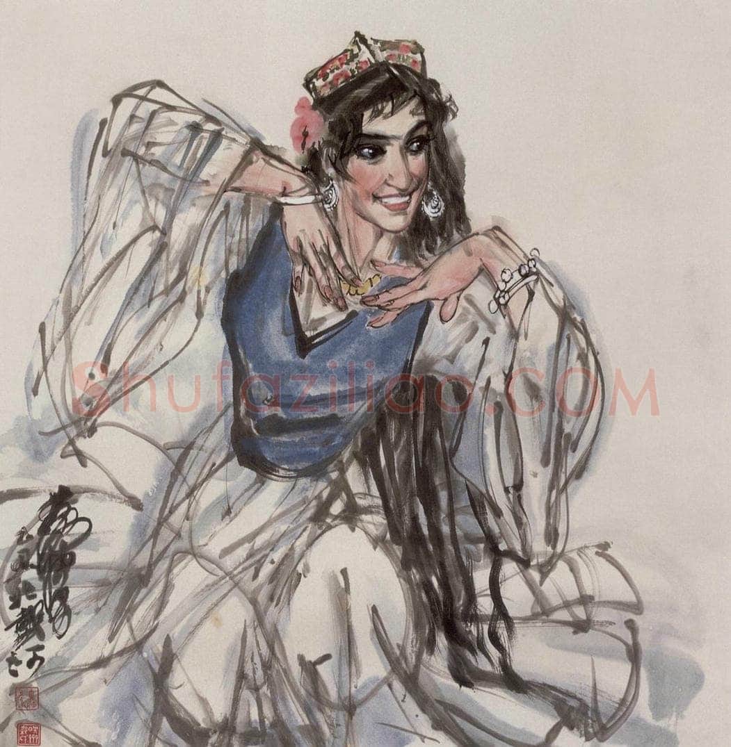1985 黄胄 《维族舞》 书画作品