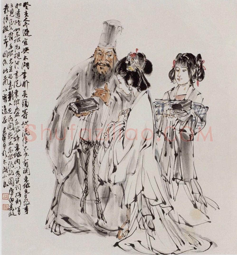 1983 黄胄 《东坡玩砚》 书画作品