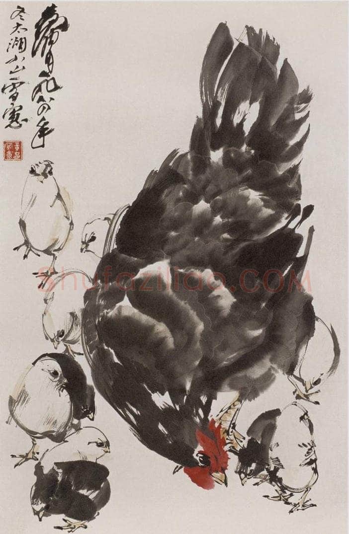 1984 黄胄 《母子鸡》 书画作品