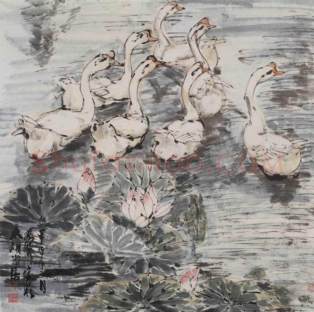 1984 黄胄 《群鹅》 书画作品