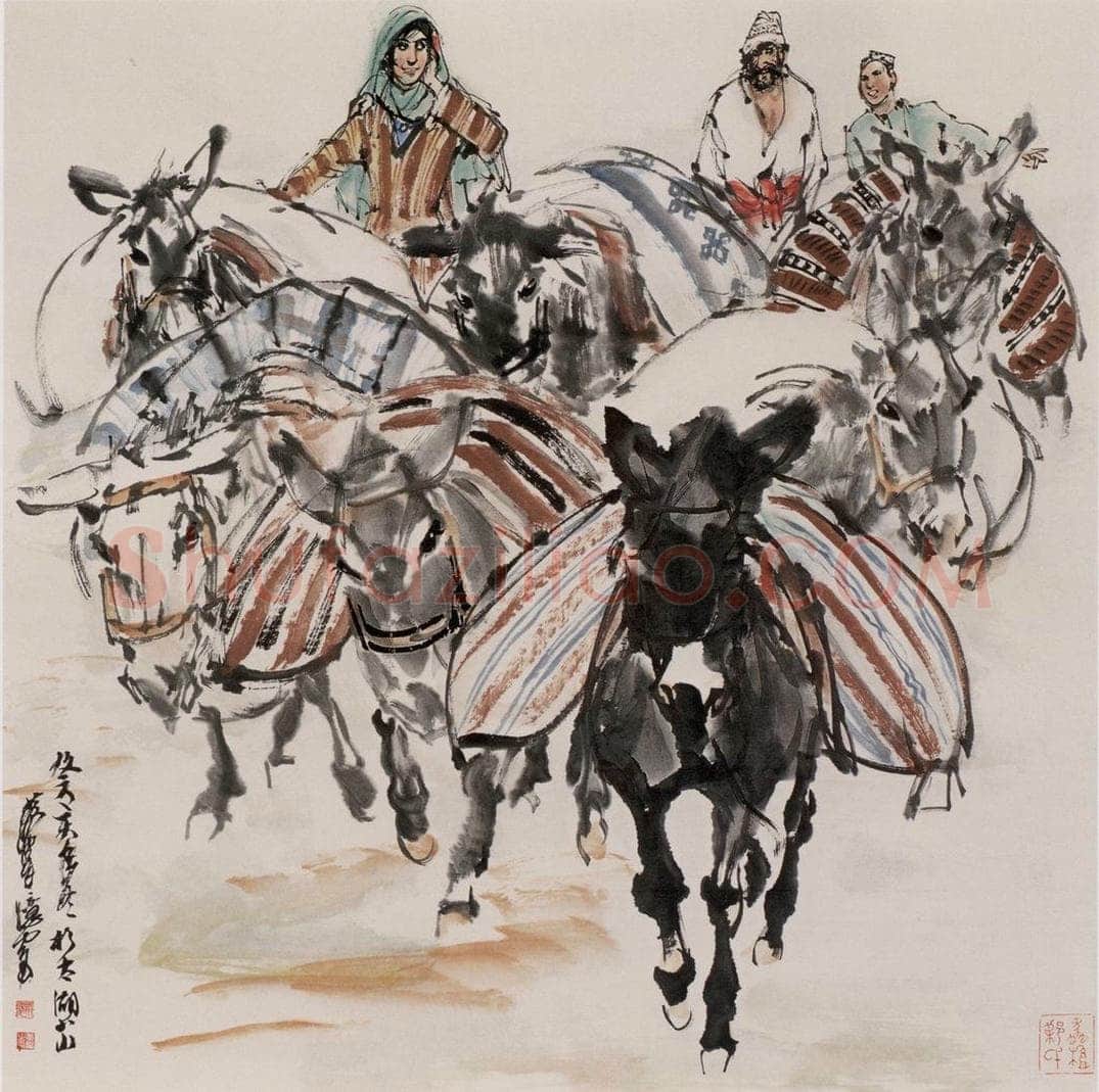 1983 黄胄 《运粮》 书画作品