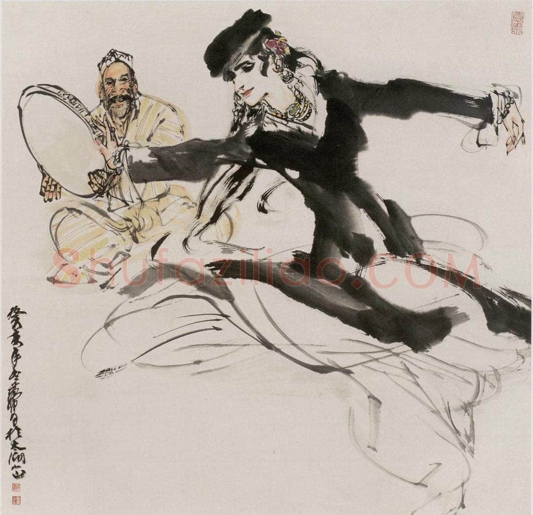 1983 黄胄 《于阗歌舞》 书画作品