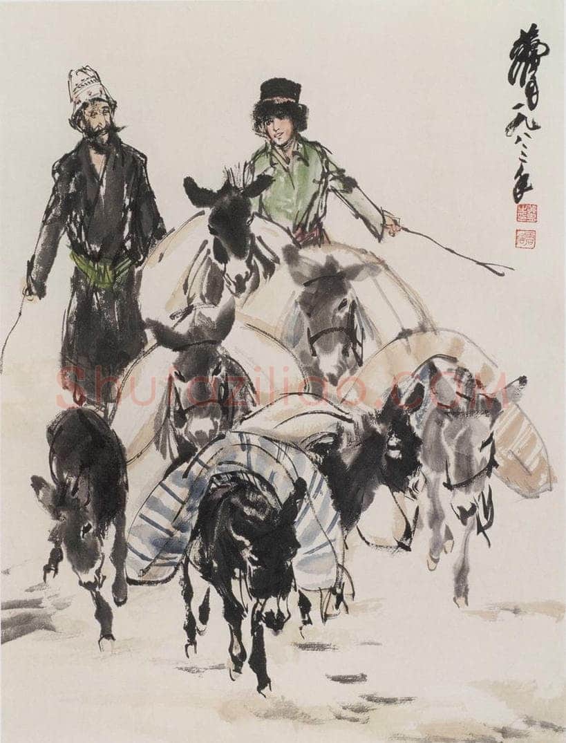 1983 黄胄 《赶驴》 书画作品