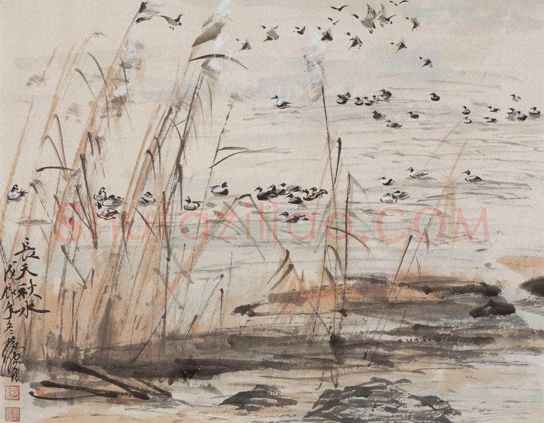 1988年 黄胄 《长天秋水》 书画作品