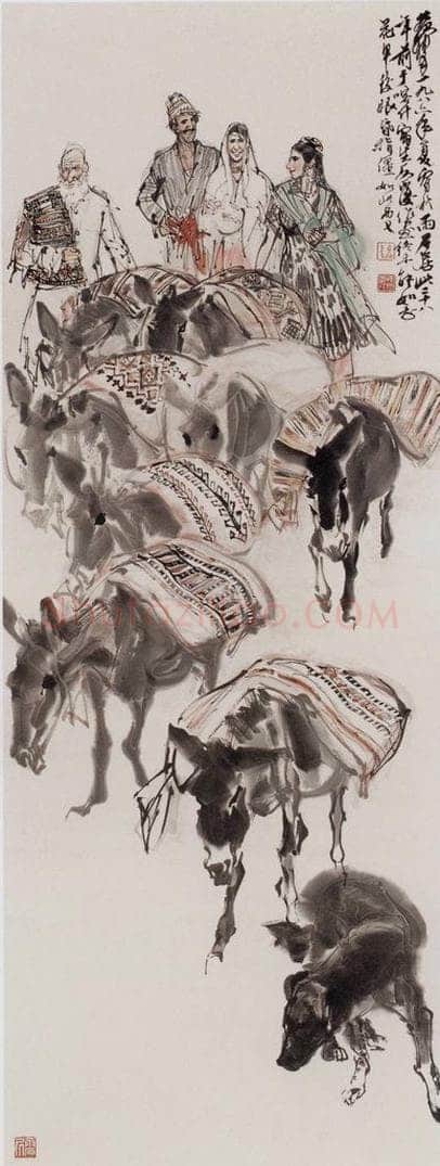 1986年 黄胄 运粮 书画作品