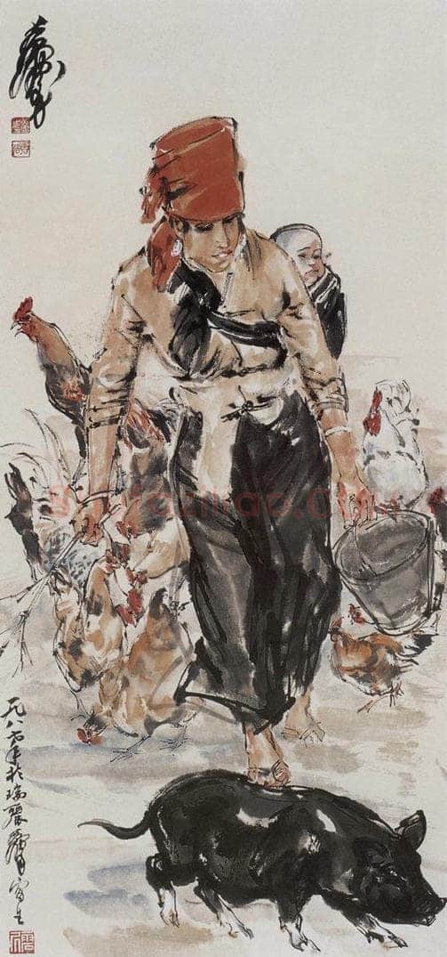 1987年 黄胄 《村妇》 书画作品