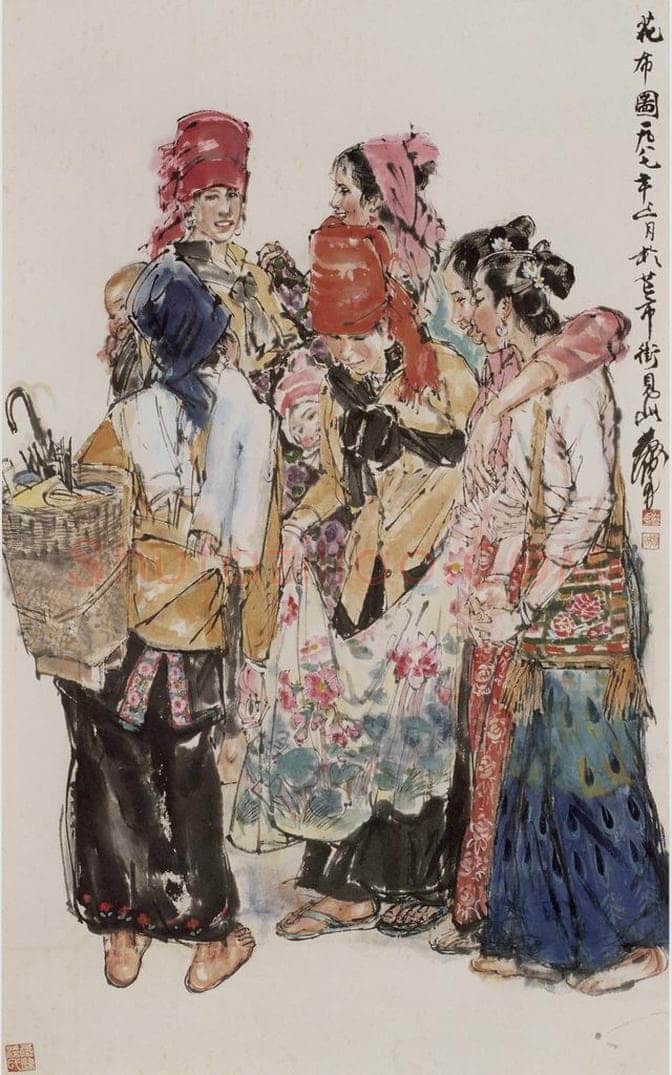1987年 黄胄 《花布图》 书画作品