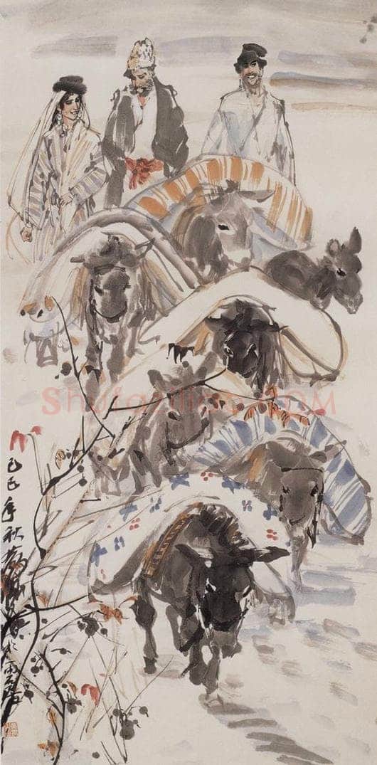 1989年 黄胄 运粮 书画作品