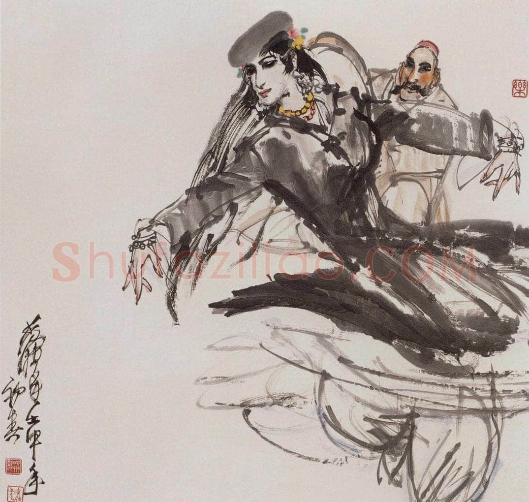 1989年 黄胄 《新疆舞》 书画作品