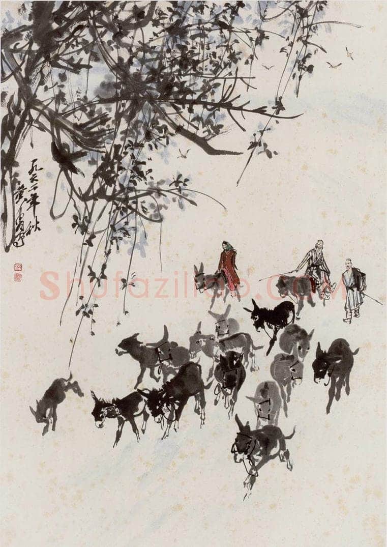 1962年 黄胄 秋山牧归 书画作品
