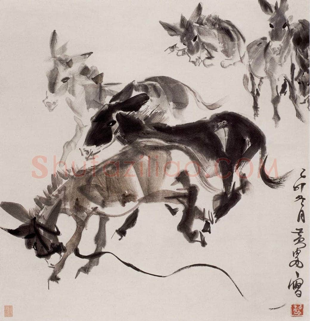 1975年 黄胄 六驴图 书画作品
