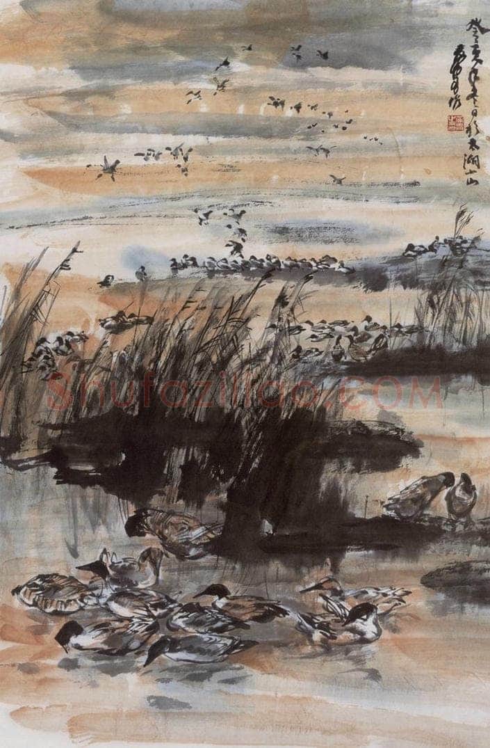 1983年 黄胄 野鸭 书画作品