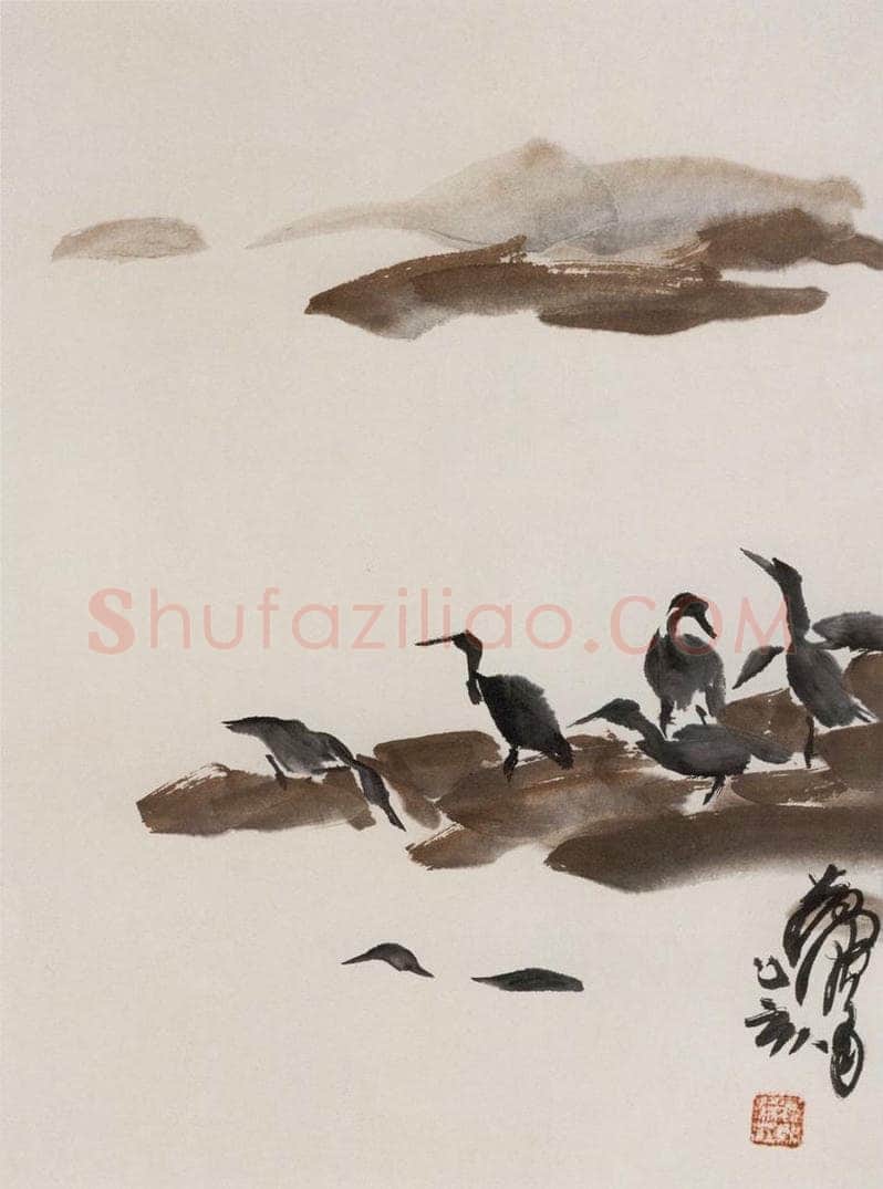 1995年 黄胄 《鱼鹰》 书画作品