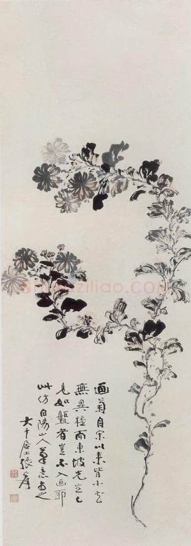  张大千 菊花图 书画作品