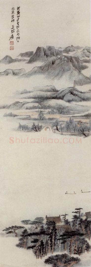  张大千 昆明湖小景图 书画作品