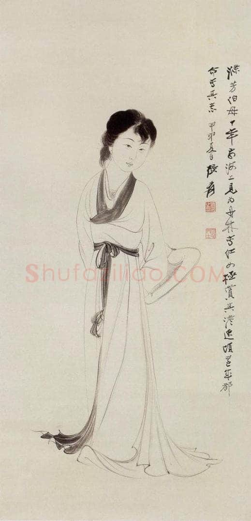  张大千 白描仕女图 书画作品