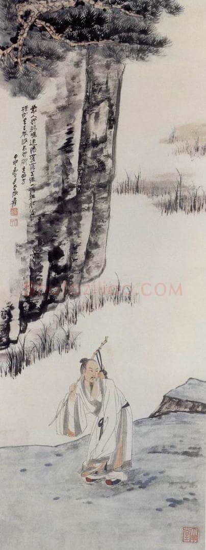  张大千 老叟出行图 书画作品