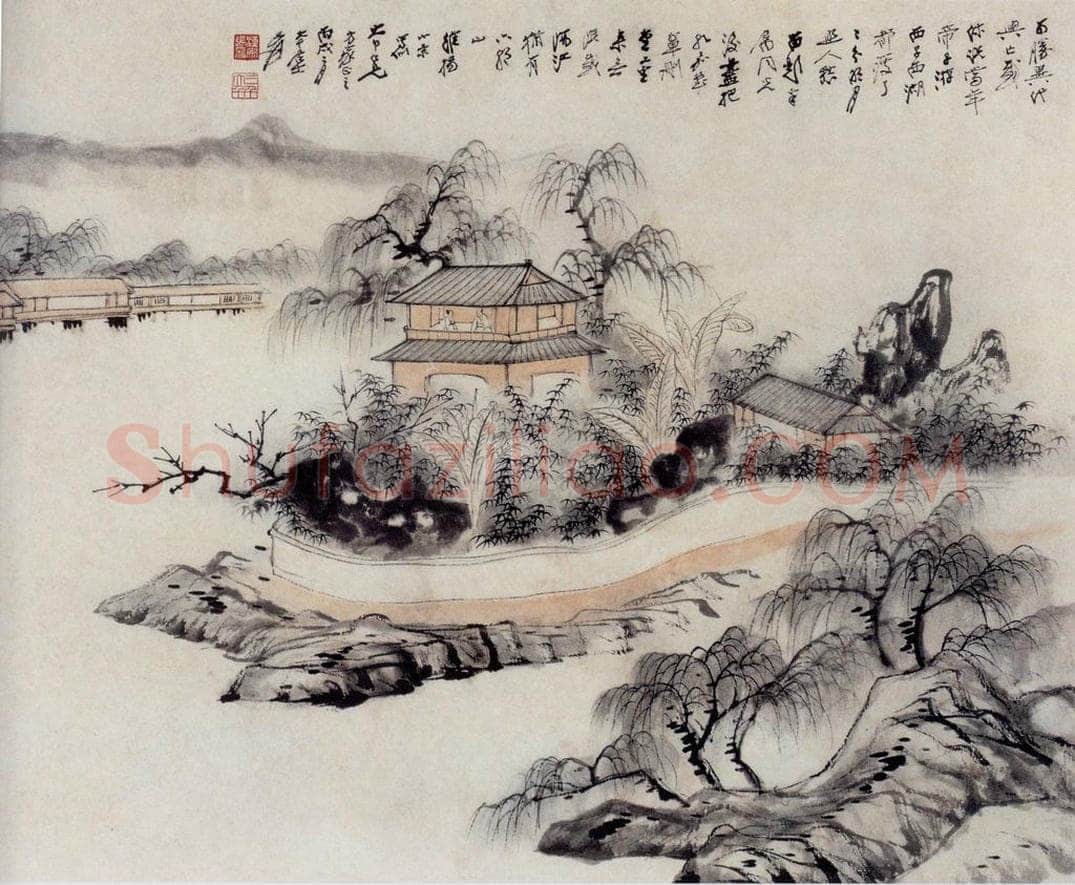  张大千 维扬小景图 书画作品