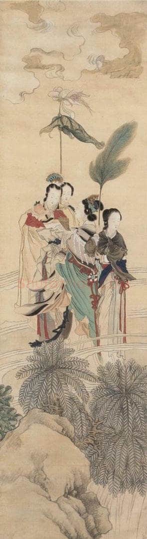 清 任熊 《瑶池祝寿图》 书画作品