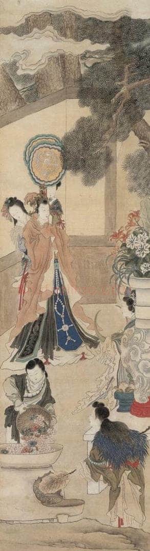 清 任熊 《瑶池祝寿图》 书画作品