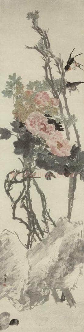清 任颐 《花卉禽鸟四条屏》 书画作品