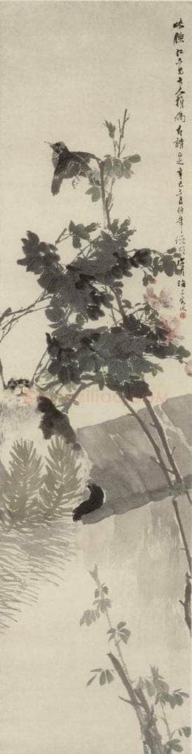 清 任颐 《花卉禽鸟四条屏》 书画作品