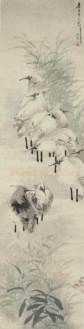 清 任颐 《花卉禽鸟四条屏》 书画作品