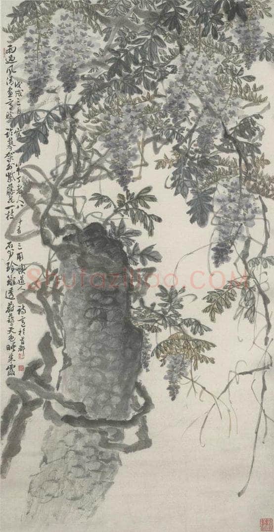  陈半丁 《紫藤图》 书画作品
