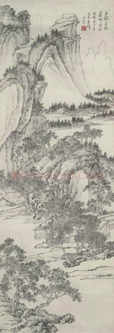 溥儒 《墨笔山水》 书画作品