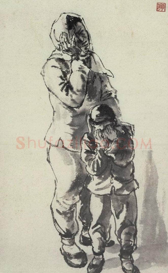  李桦 《人物四幅》 书画作品