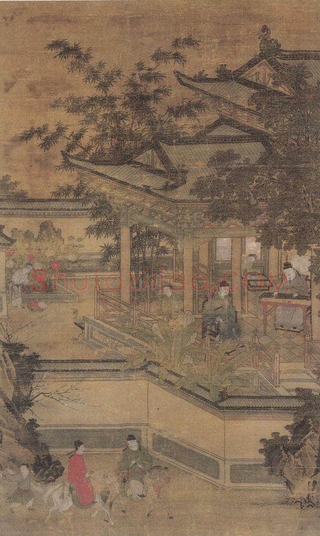 明 佚名 《楼阁人物图》 书画作品