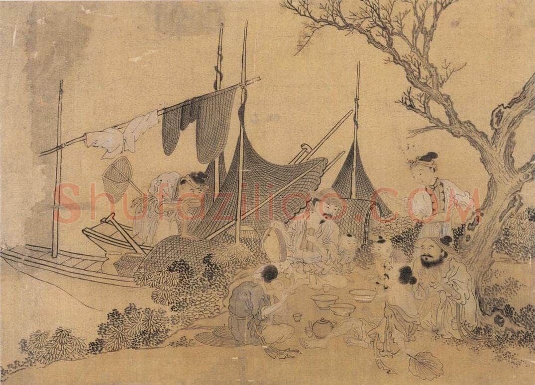 明 佚名 《渔家乐》 书画作品