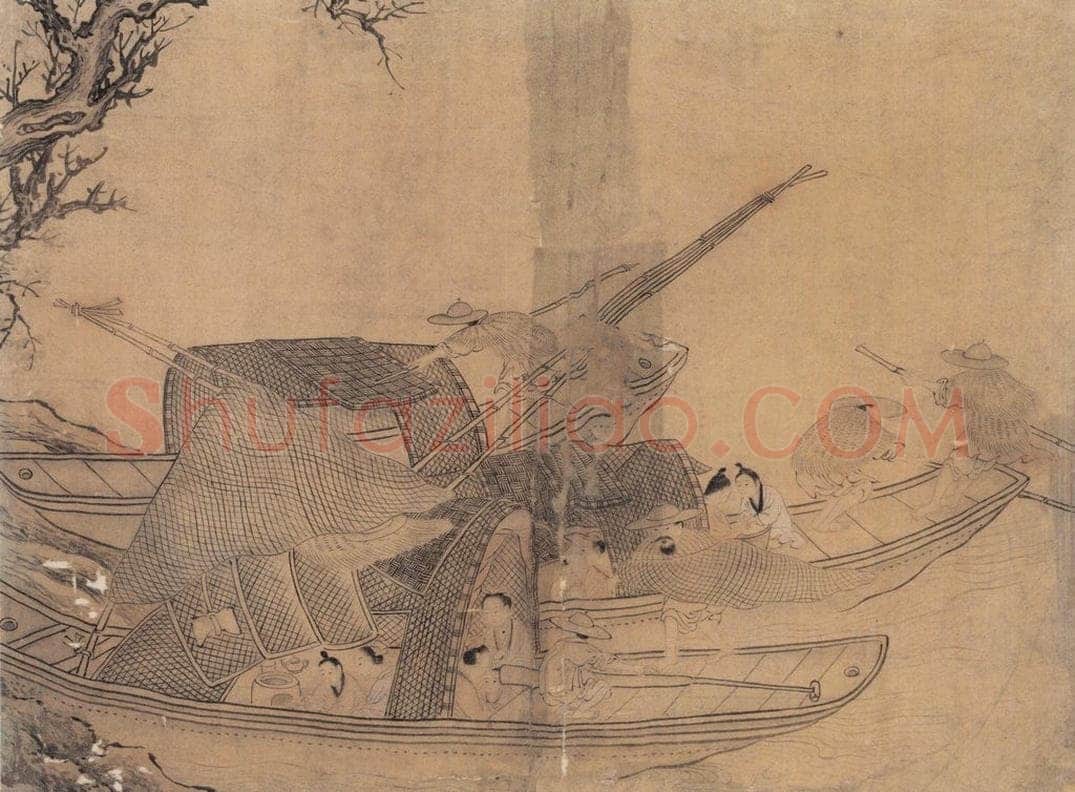 明 佚名 《渔家乐》 书画作品