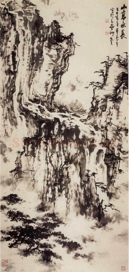1989年 董寿平 《山高水长》 书画作品