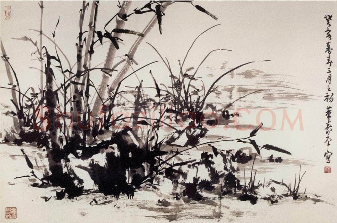 1983年 董寿平 《兰竹》 书画作品