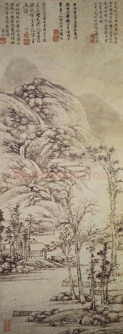 明 文徵明 《古木苍烟图轴》 书画作品