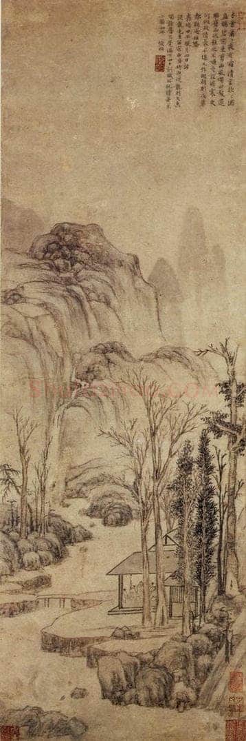 明 文徵明 《西斋话旧图轴》 书画作品