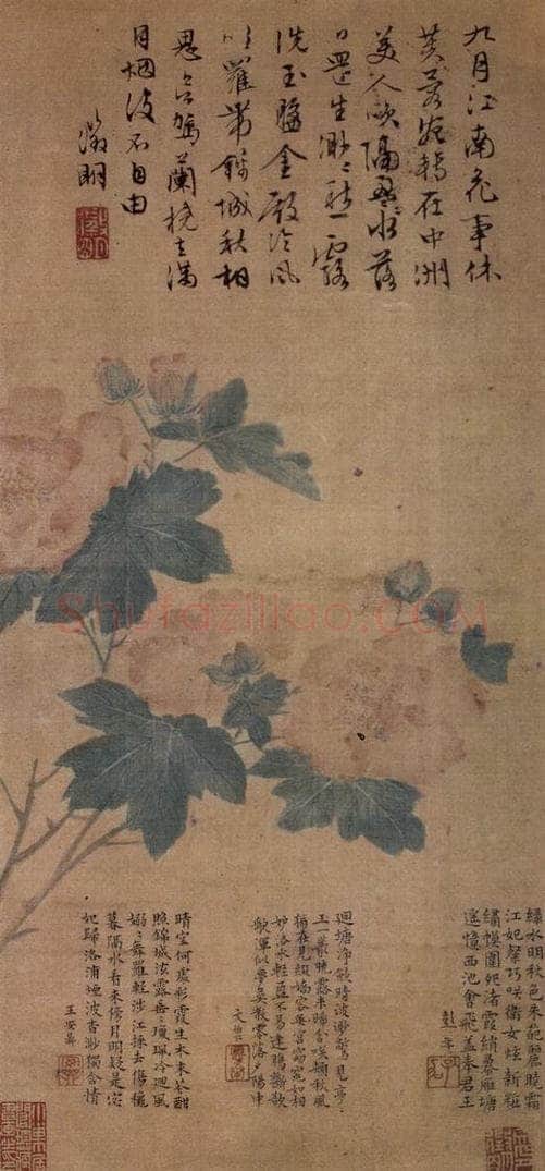 明 文徵明 《芙蓉图轴》 书画作品
