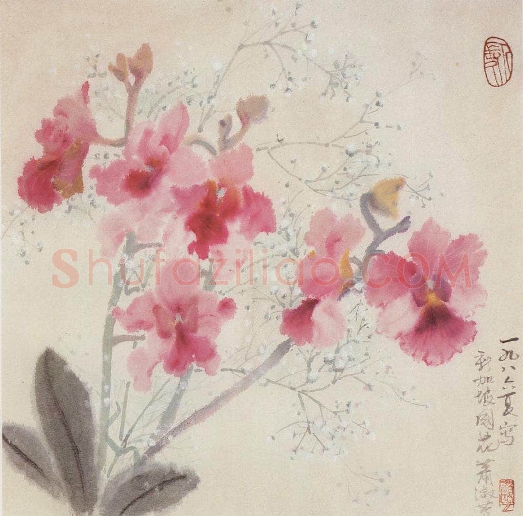 1986年 萧淑芳 新加坡兰 书画作品