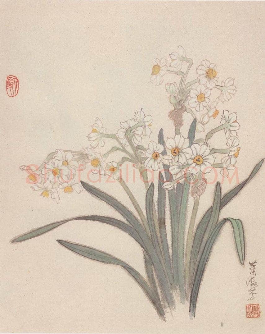 80年代 萧淑芳 水仙花 书画作品