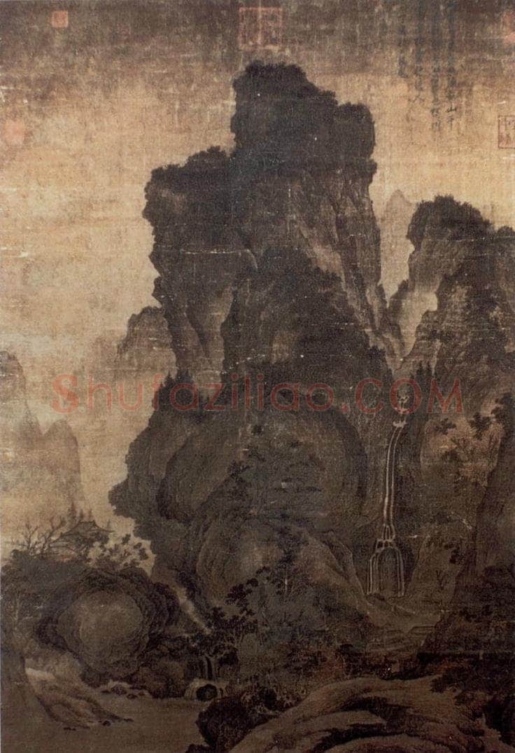 五代 关仝 山溪待渡图 书画作品