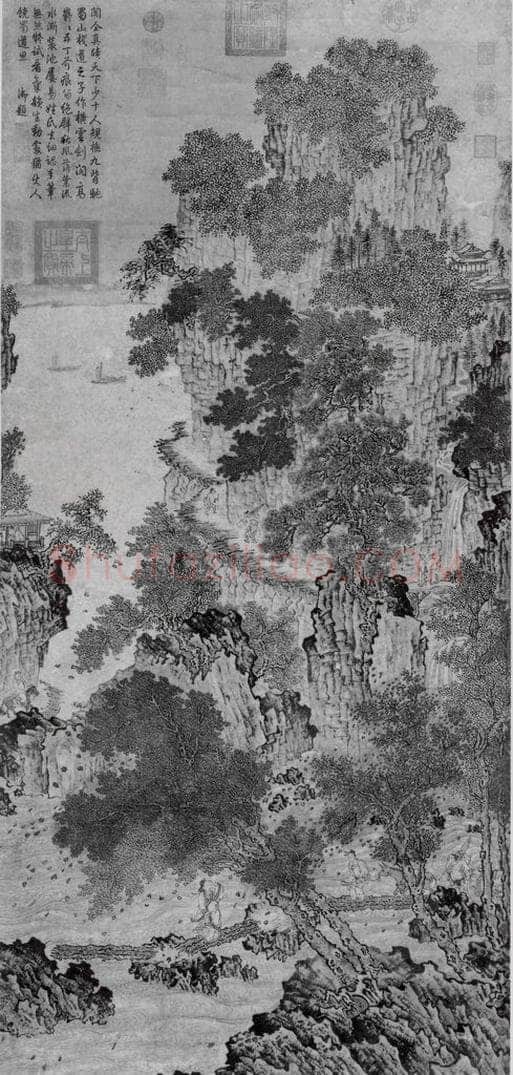 五代 关仝 蜀山栈道图 书画作品
