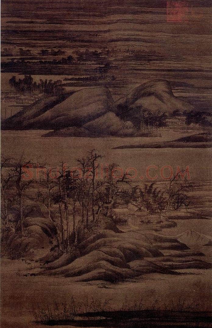 五代 董源 寒林重汀图 书画作品