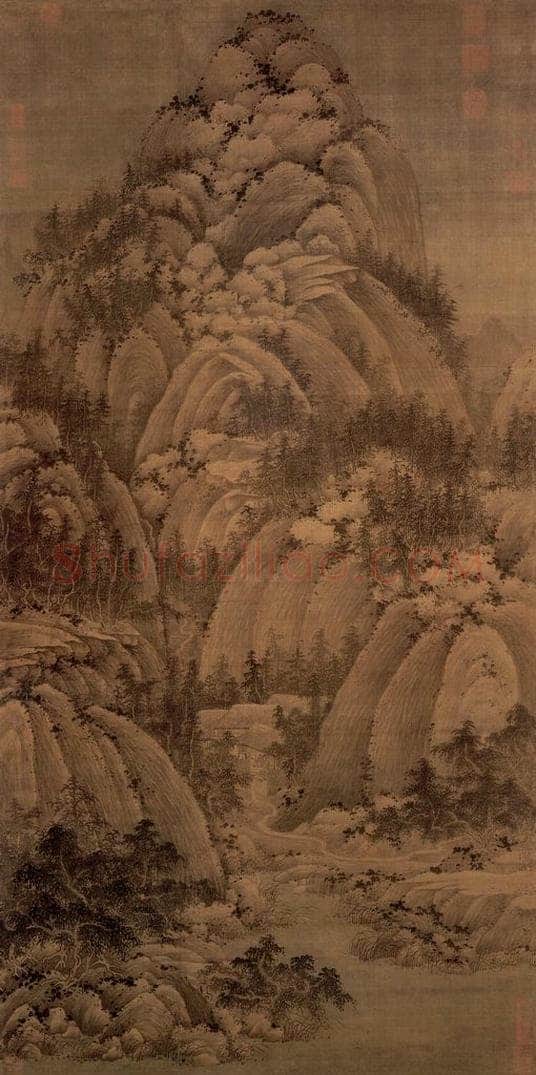 五代 巨然 秋山问道图 书画作品