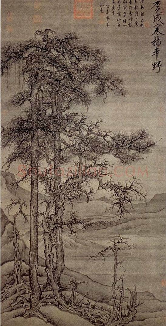 北宋 李成 寒林平野图 书画作品